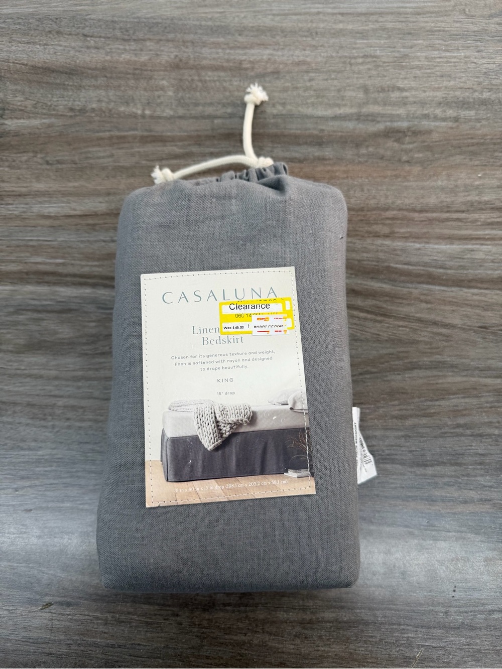 Threshold Gray Linen-Look Bedskirt - King